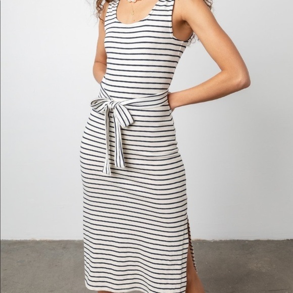 Nwt Dress Banana Republic Maxi Tank Dress Striped Midi Sleeveless Stretch Gray - Picture 5 of 14